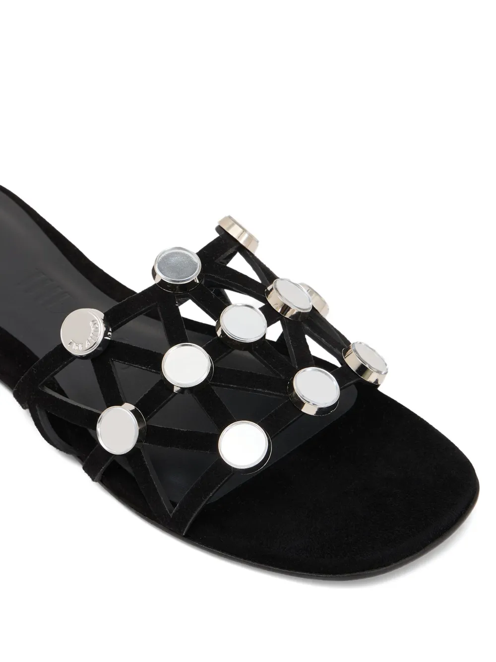 The Attico grid studded flats Black
