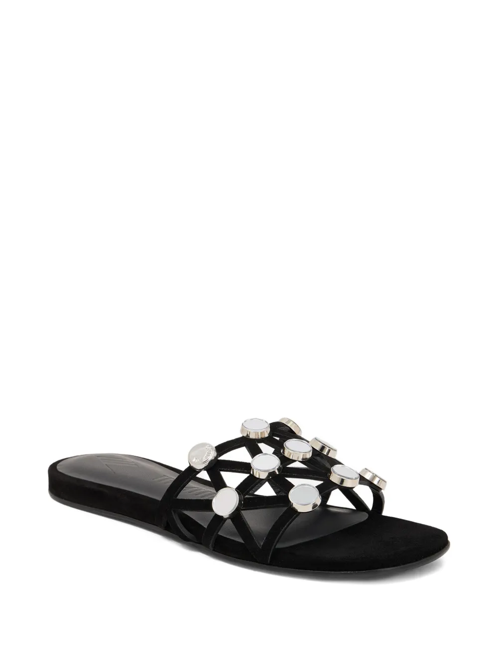 The Attico grid studded flats Black