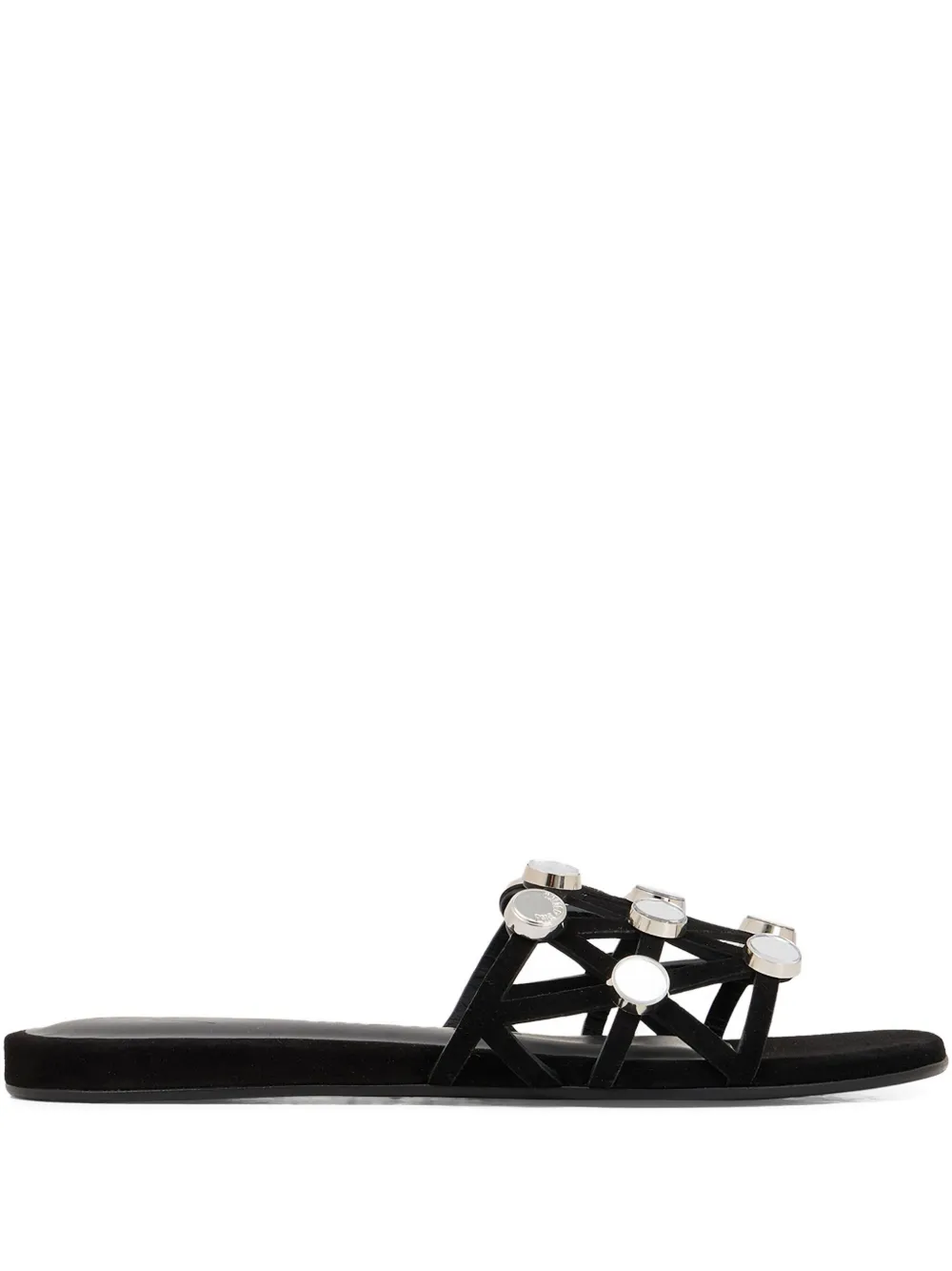 The Attico grid studded flats Black