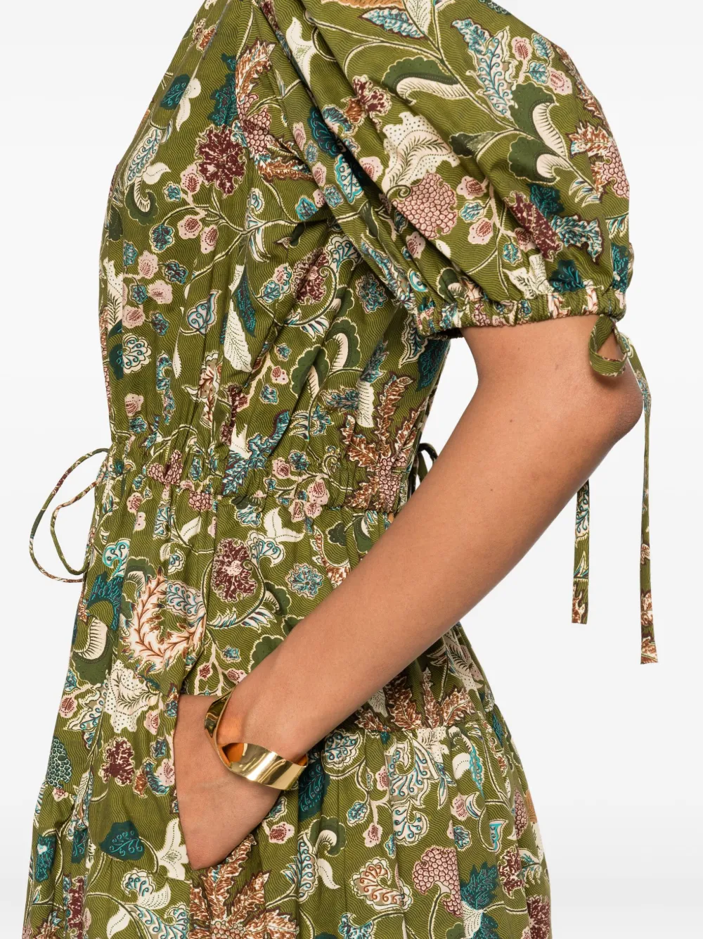 Ulla Johnson floral puff-sleeve midi dress Groen