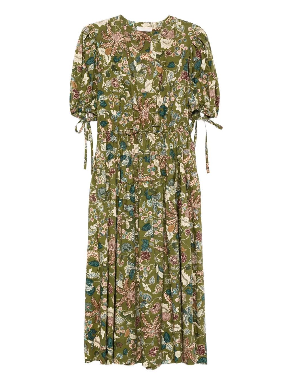 Ulla Johnson floral puff-sleeve midi dress Groen