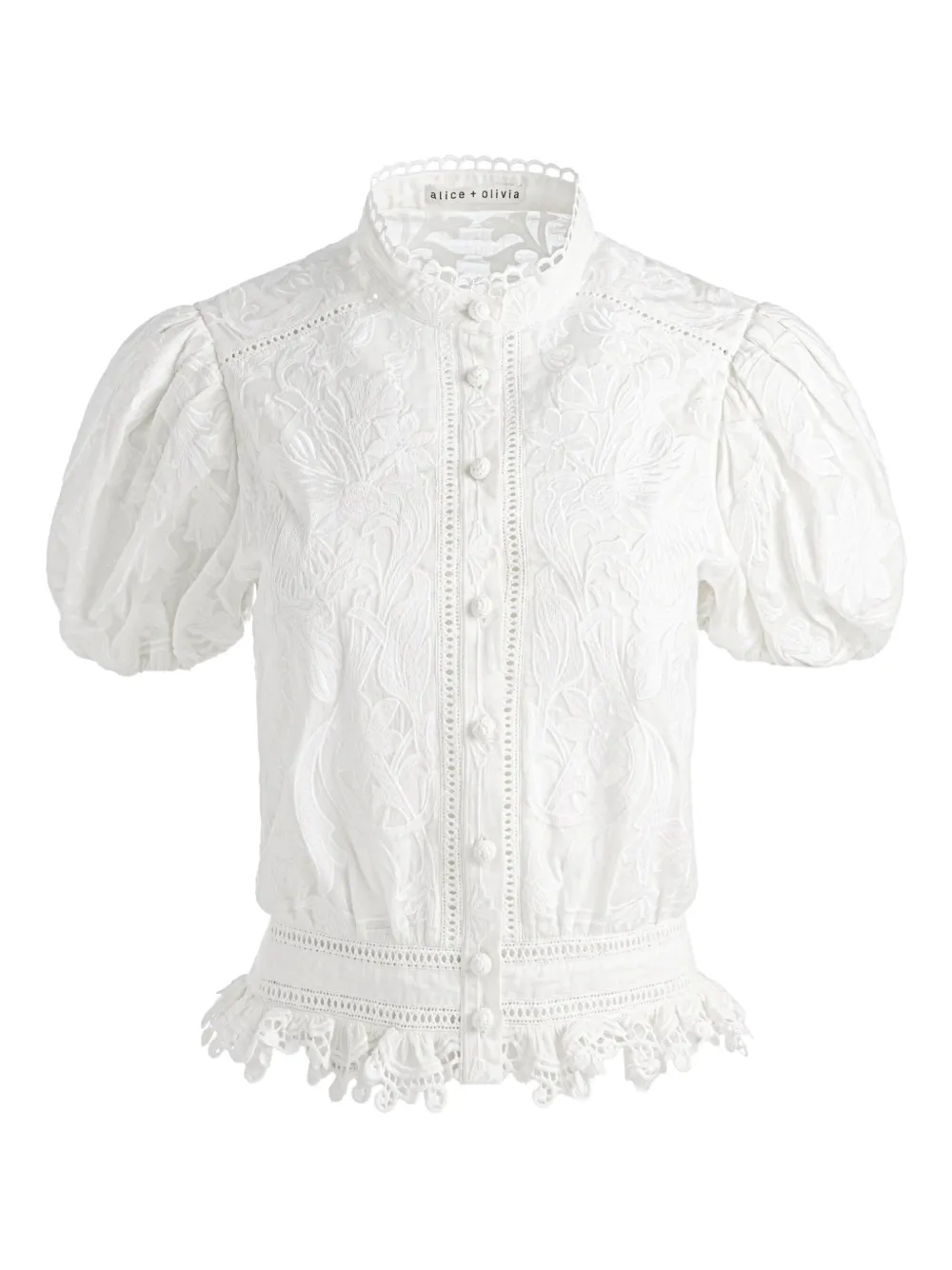 Alice + olivia Loryn blouse met kanten afwerking Wit