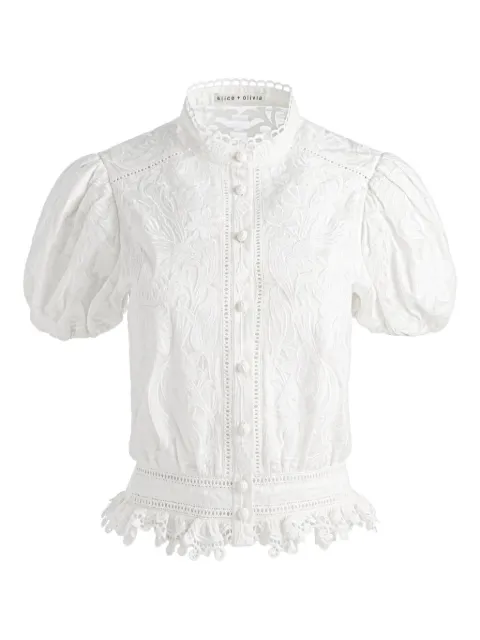 alice + olivia Loryn lace-trimmed blouse