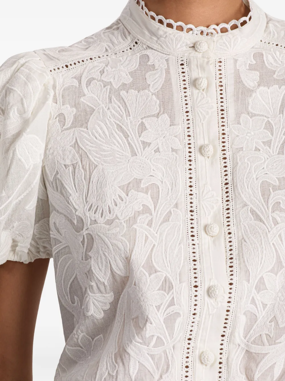 alice + olivia Loryn blouse met kanten afwerking Wit