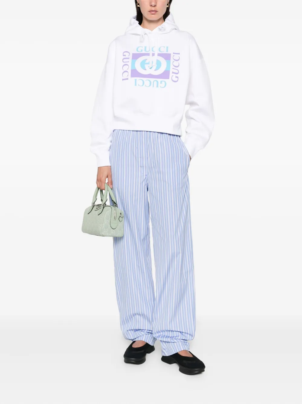 Gucci logo-print hoodie Wit