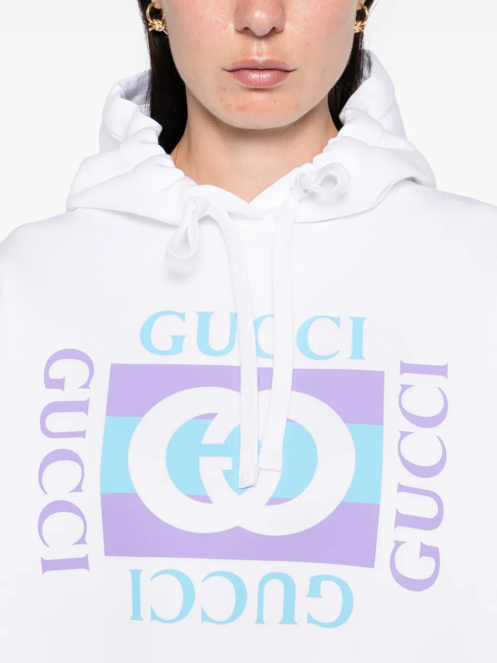 Gucci logo-print hoodie Wit