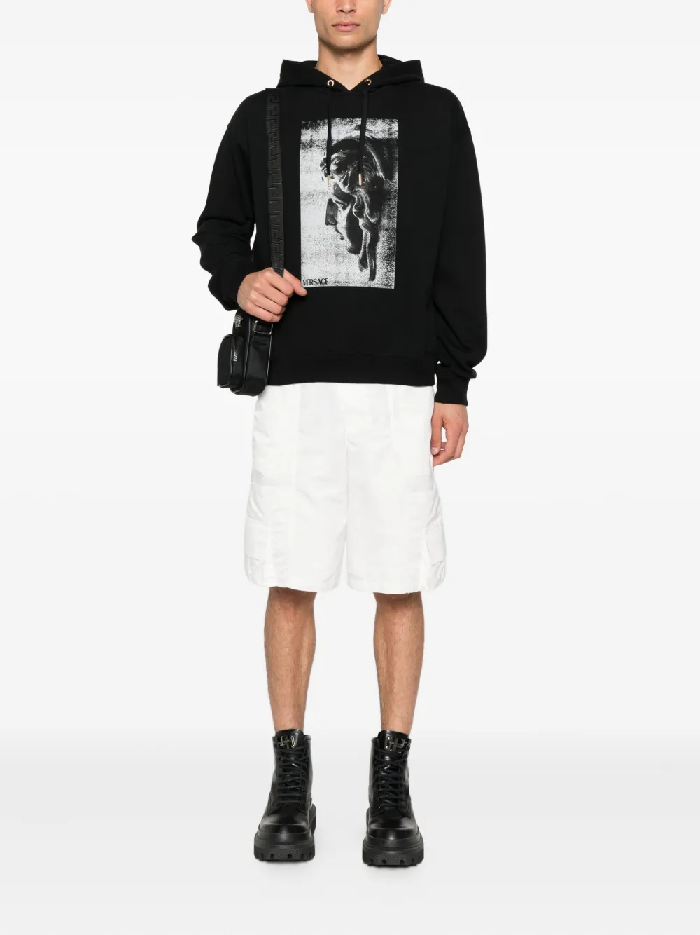 Versace Hoodie met print Zwart