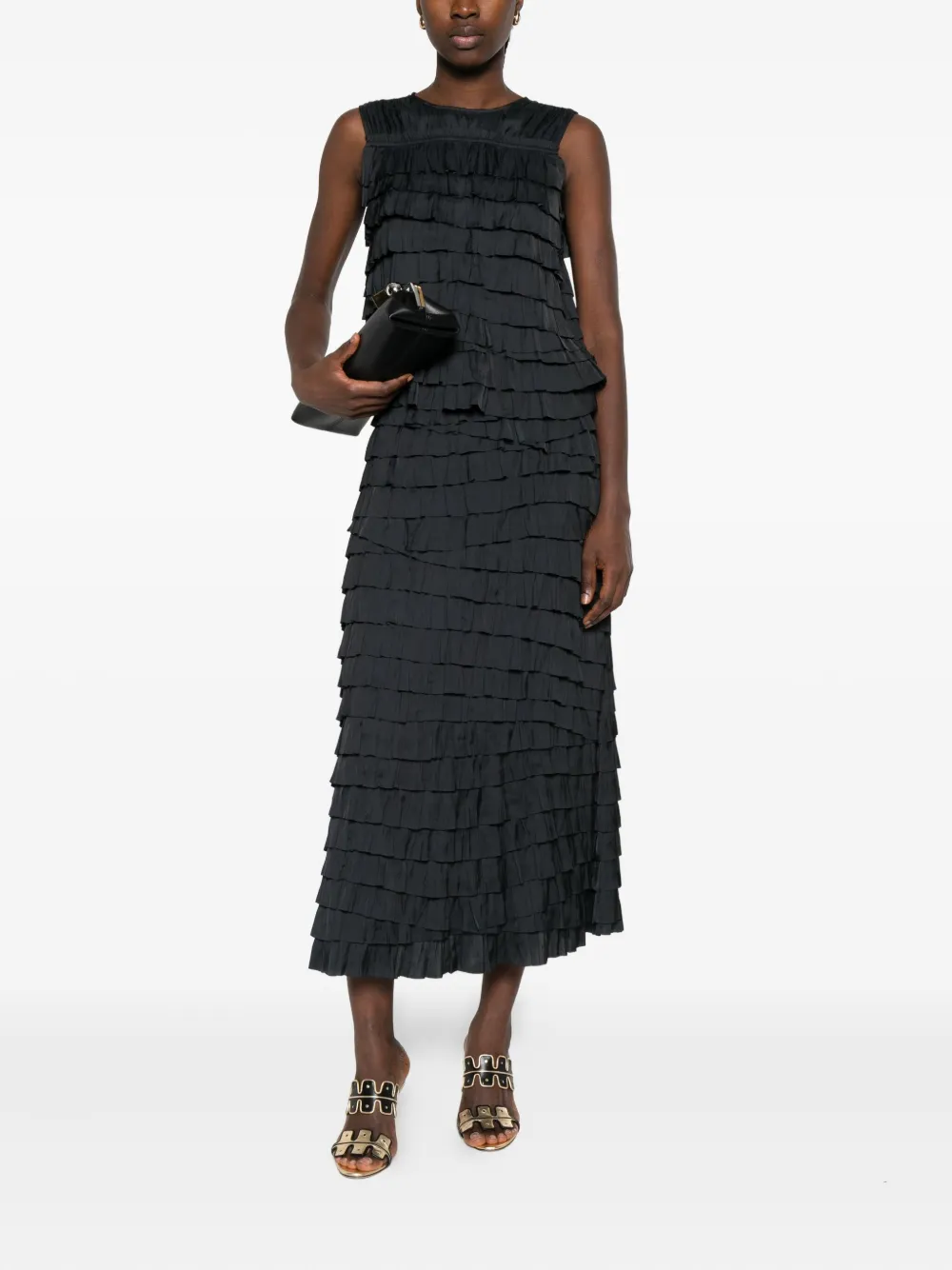 Ulla Johnson Quinn Tiered Ruffle Top In Black