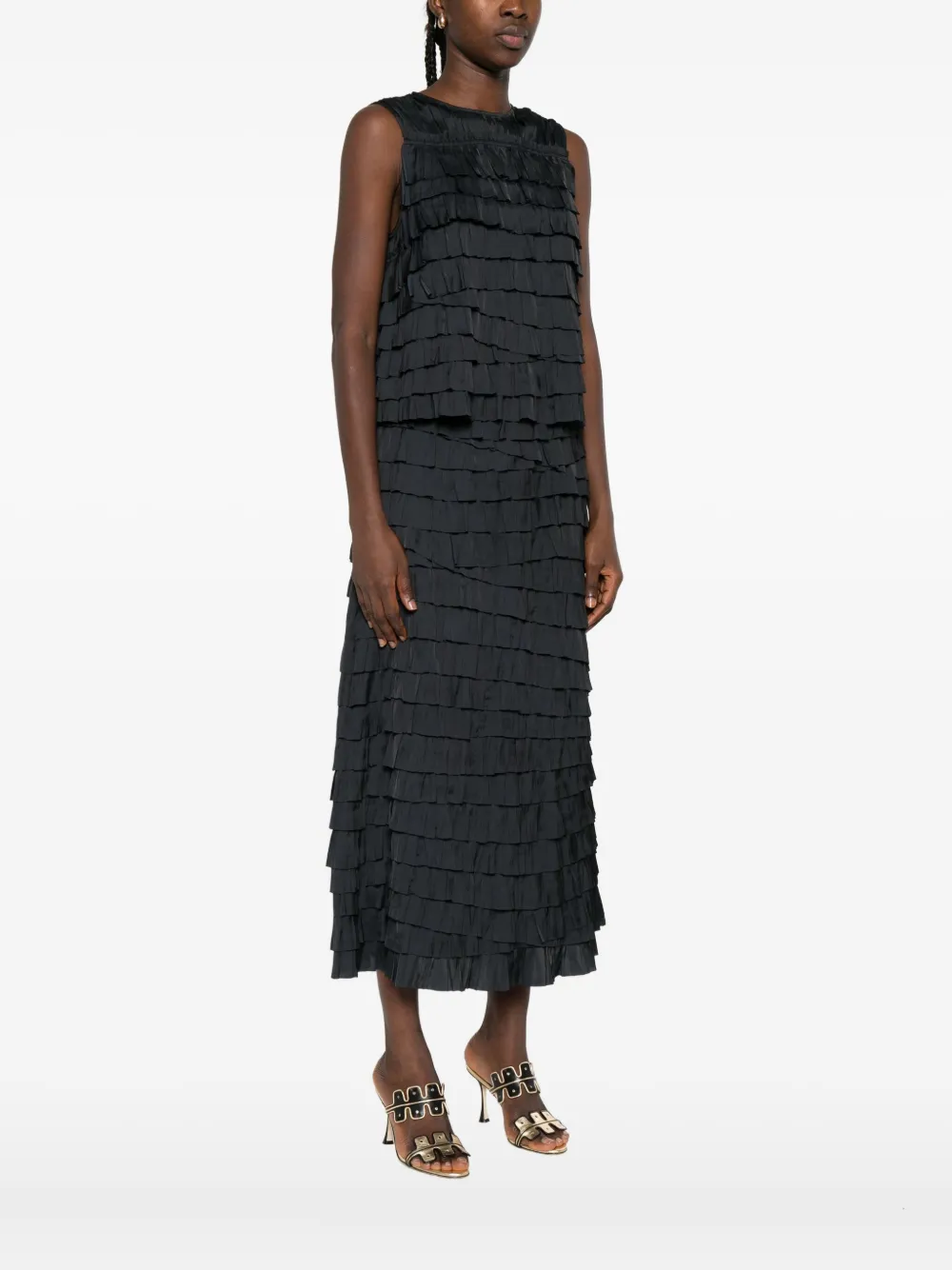 Ulla Johnson Quinn Tiered Ruffle Top In Black