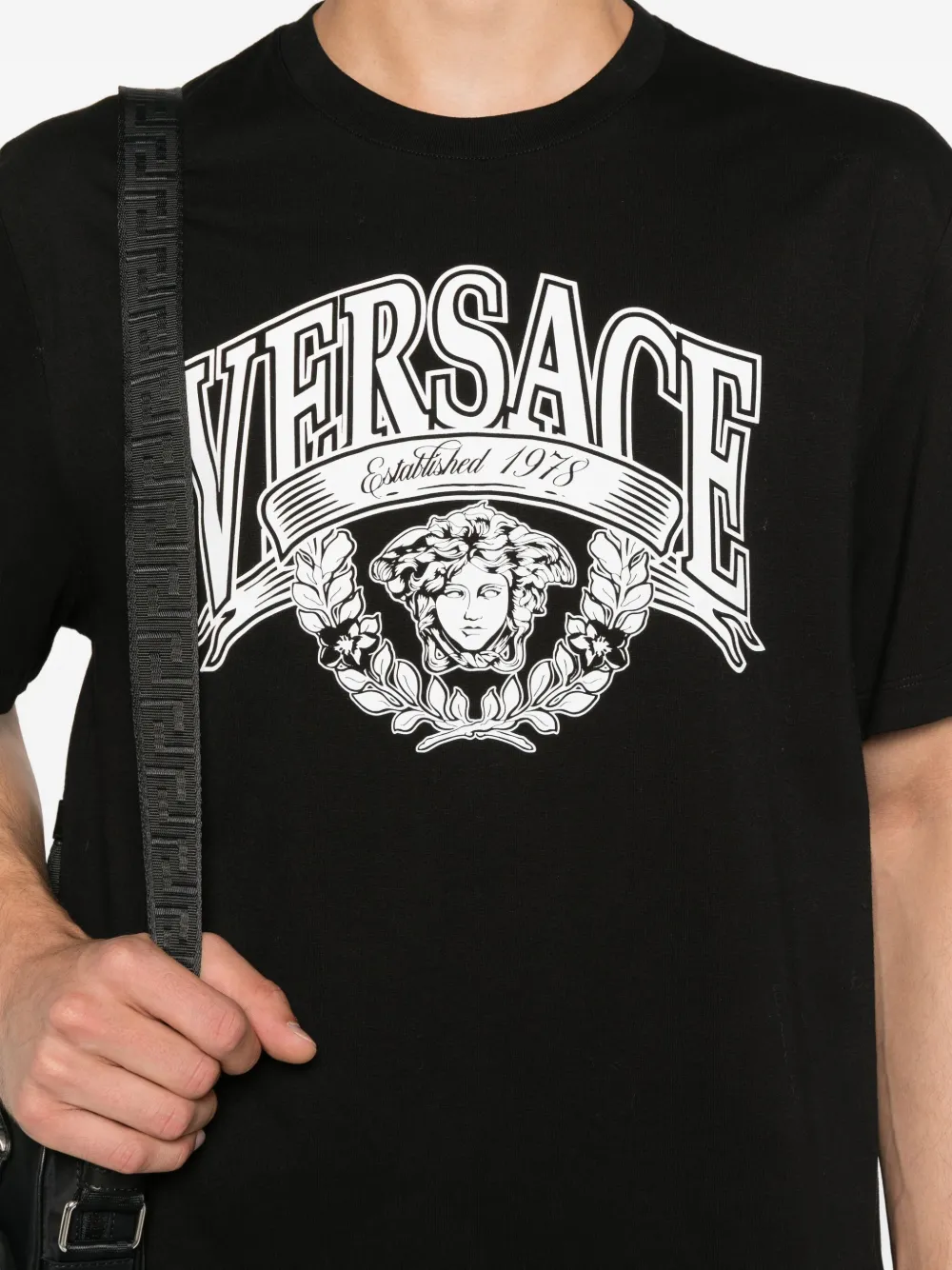 Versace T-shirt met Medusa-embleem Zwart