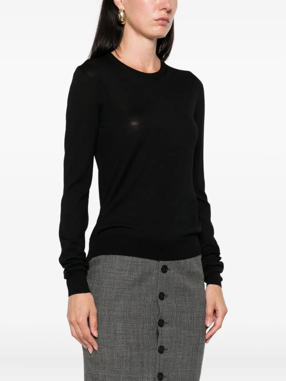 Saint Laurent Top met ronde hals Zwart