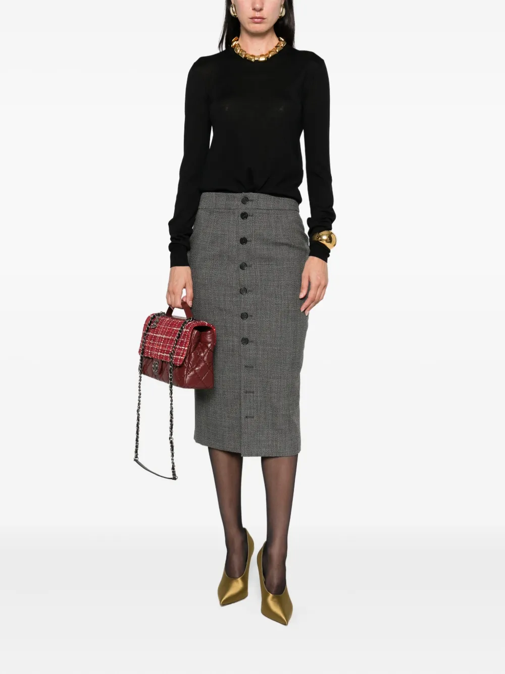Saint Laurent Top met ronde hals Zwart