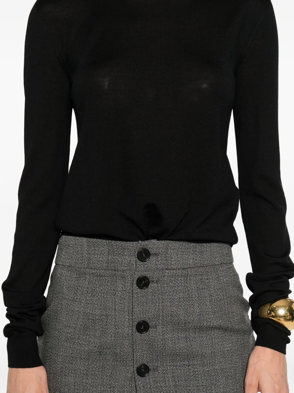 Saint Laurent Top met ronde hals Zwart