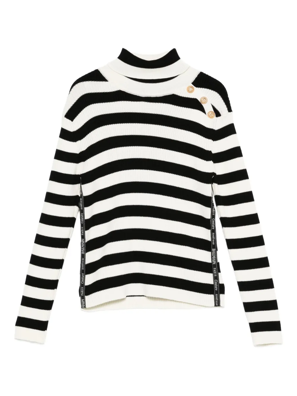Balmain Kids striped high-neck sweater Beige