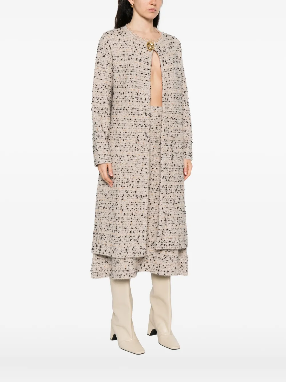Fabiana Filippi button-detailed tweed coat Beige