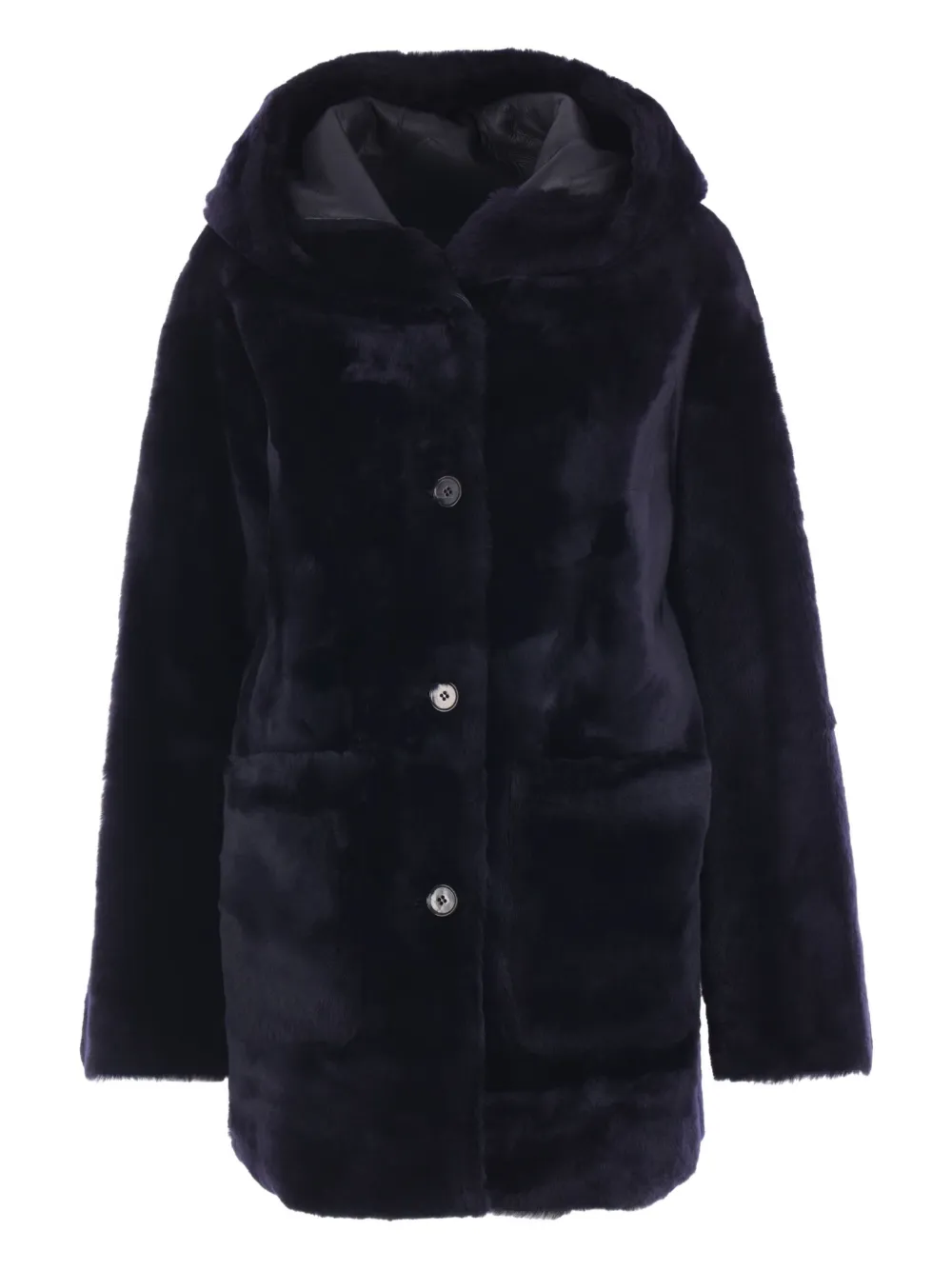 Arma hooded shearling coat | Black | Image 1
