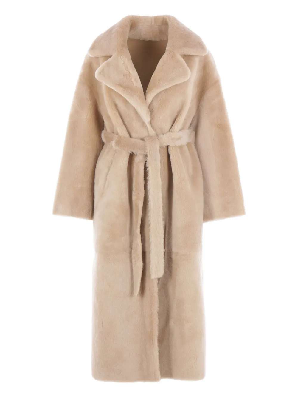 Arma belted shearling coat Beige