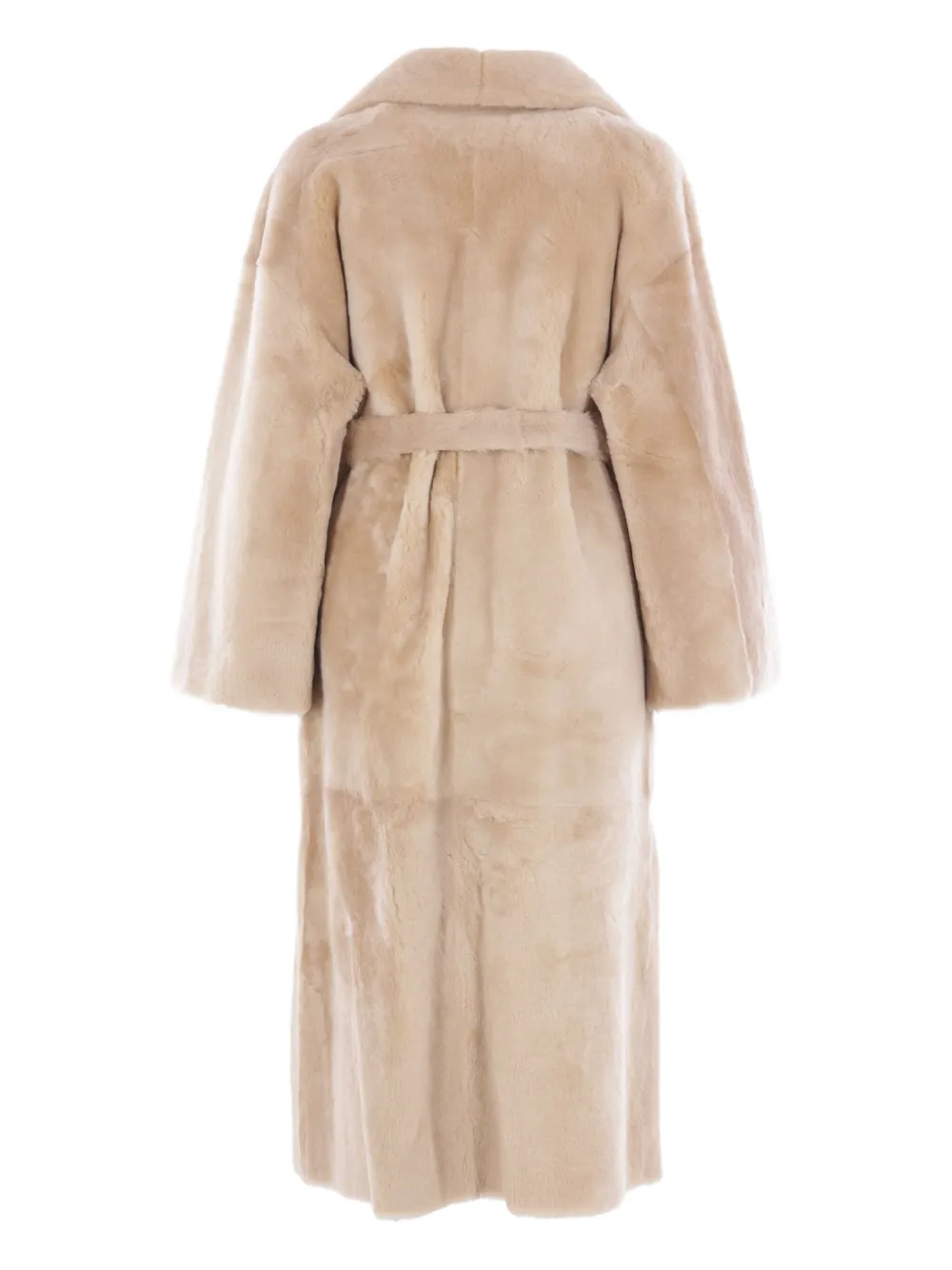 Arma belted shearling coat Beige