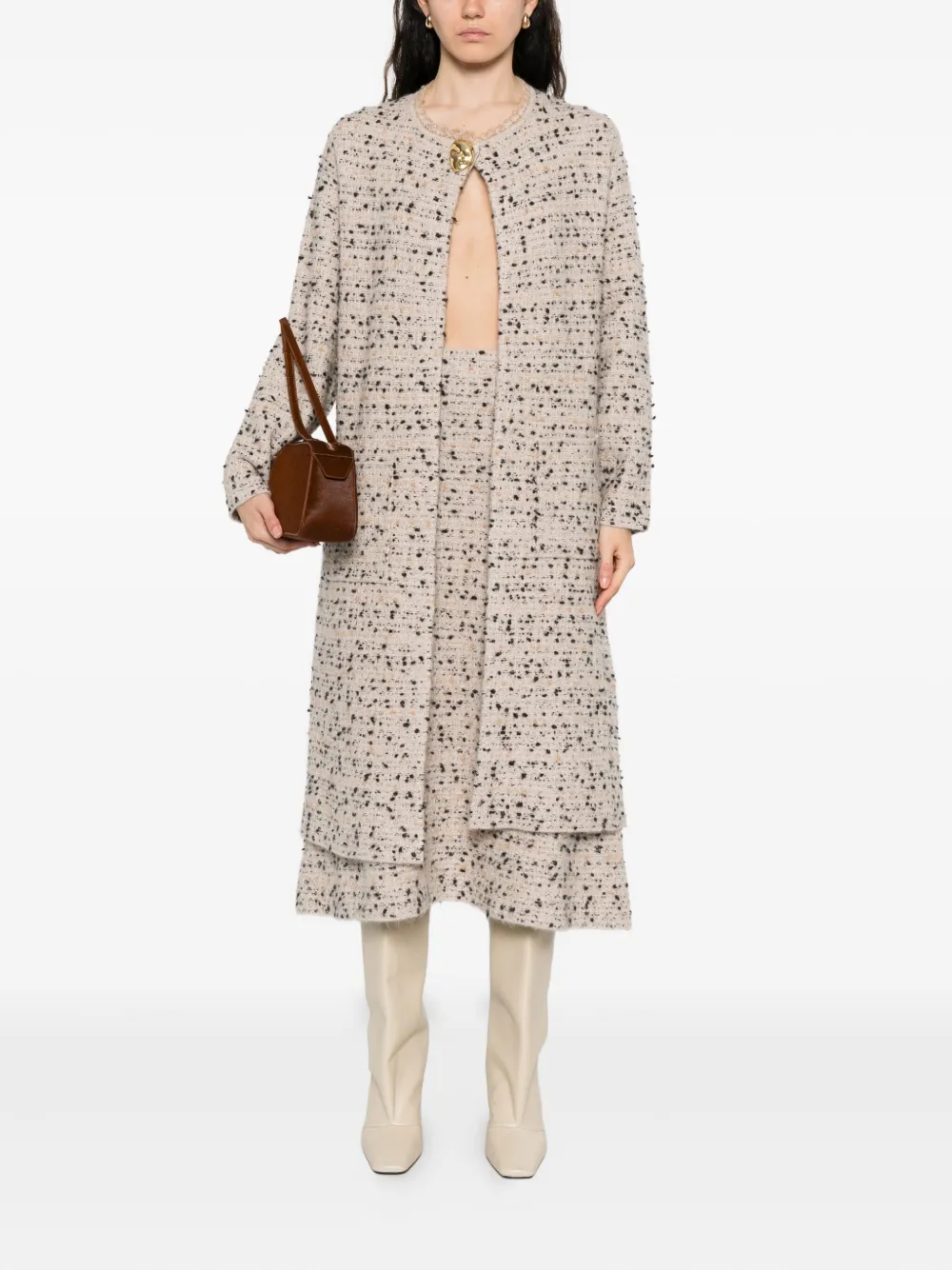 Fabiana Filippi tweed midi skirt Beige