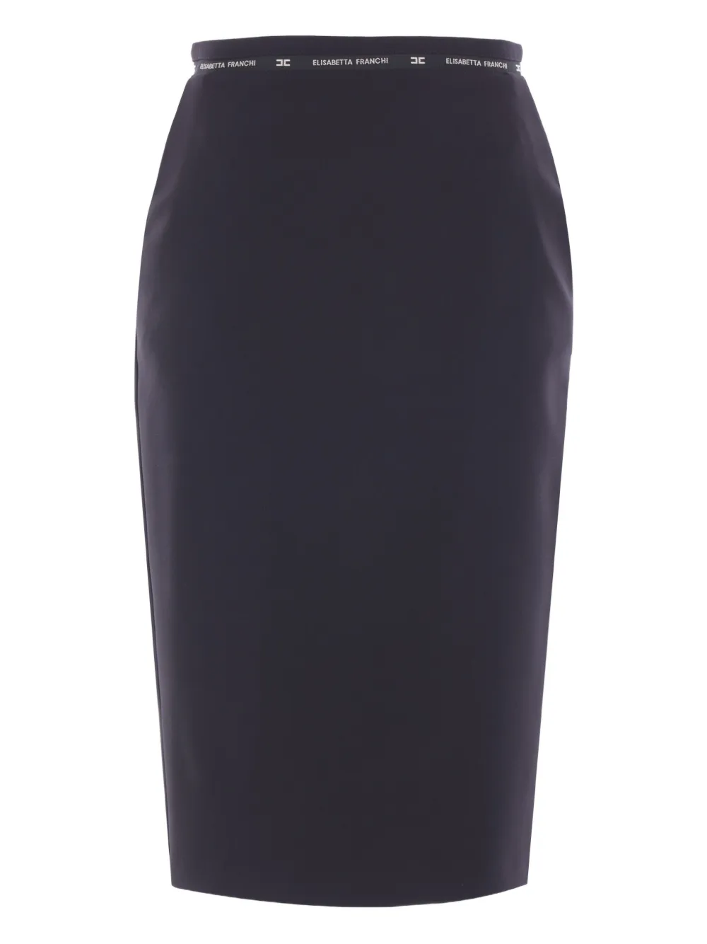 Elisabetta Franchi logo-ribbon midi skirt Zwart