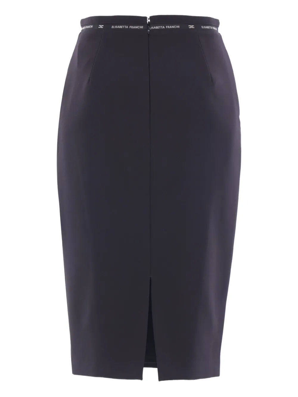 Elisabetta Franchi logo-ribbon midi skirt Zwart