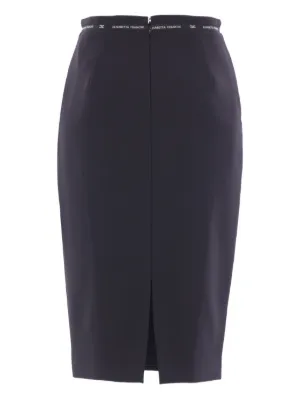 【DOLCE&GABBANA】 フロントスリット ミディ ペンシルスカート ブラックのウィメンズ メッシュ ロンゲット ペンシルスカート