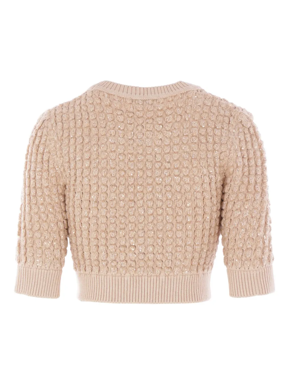 Elisabetta Franchi sequin-embellished cable-knit sweater Beige