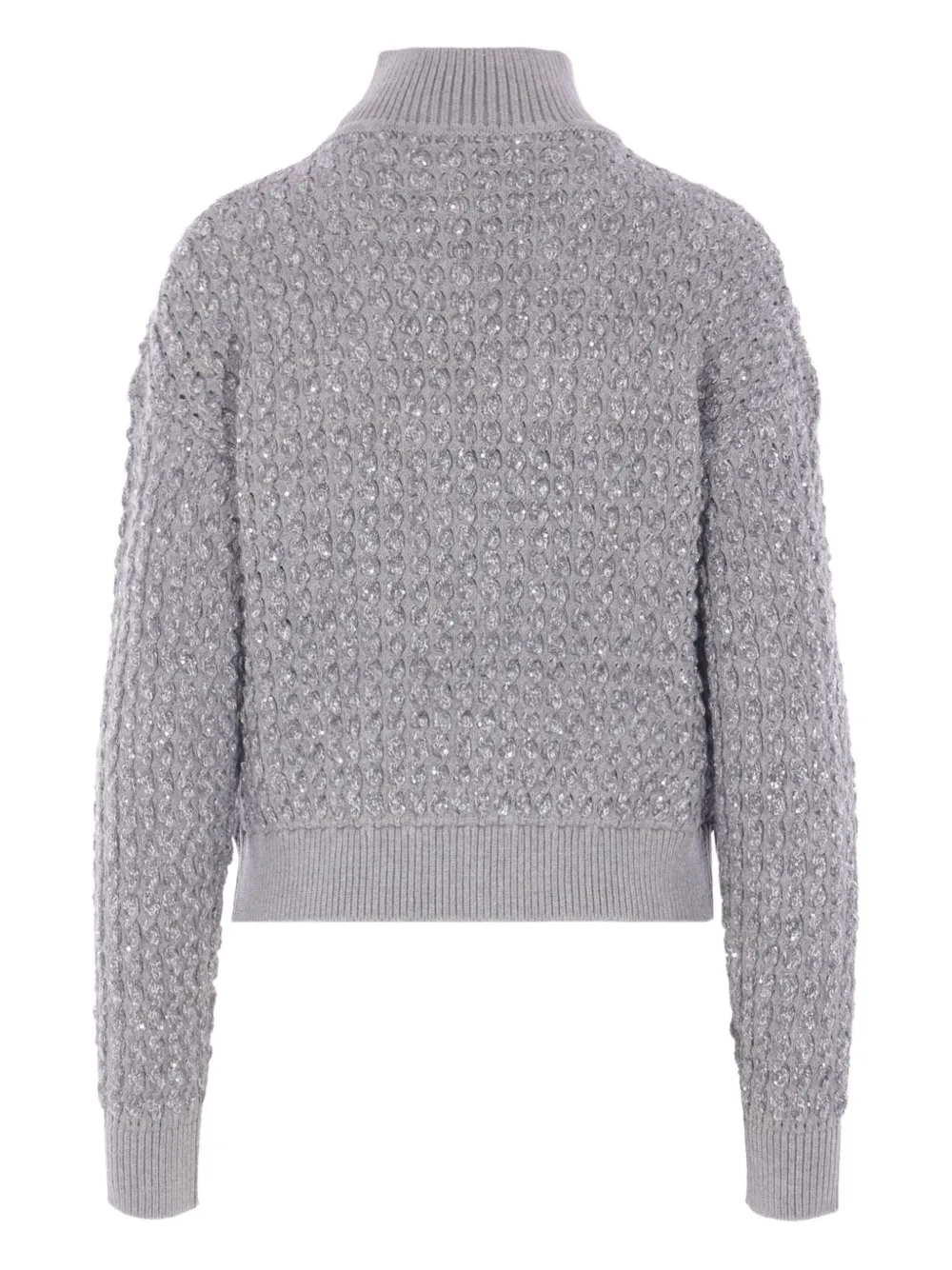 Elisabetta Franchi Sequin-embellished High-neck Sweater In Gray