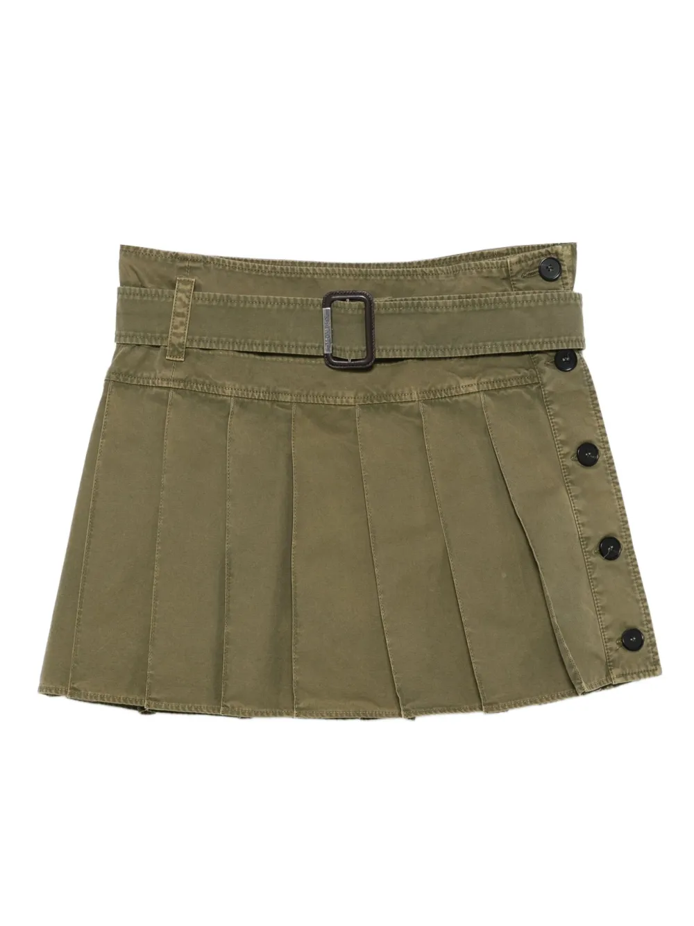 Alexander Mcqueen Pleated-belted Mini Skirt In Green