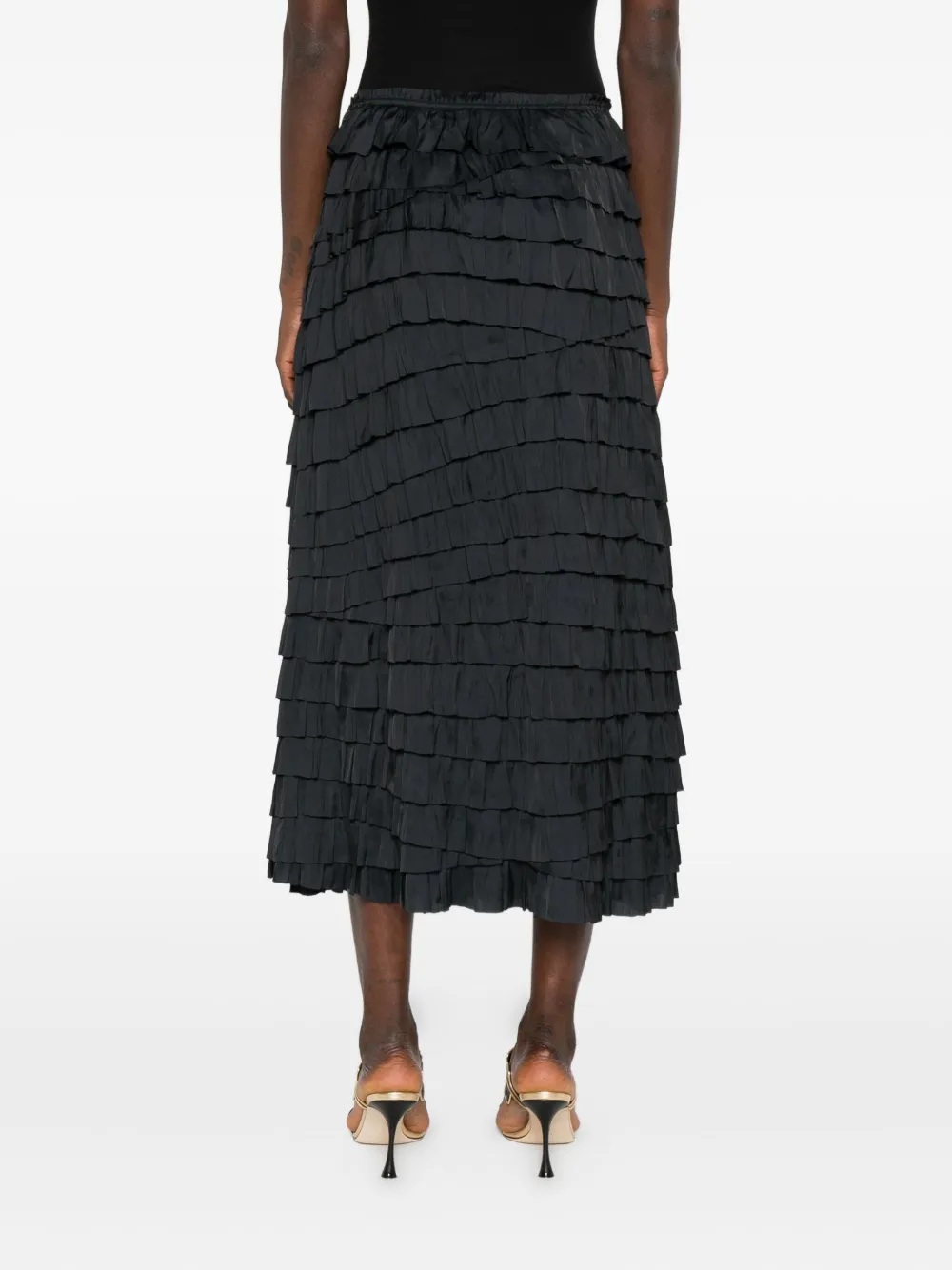 Ulla Johnson Tiered Ruffled Midi Skirt In Black