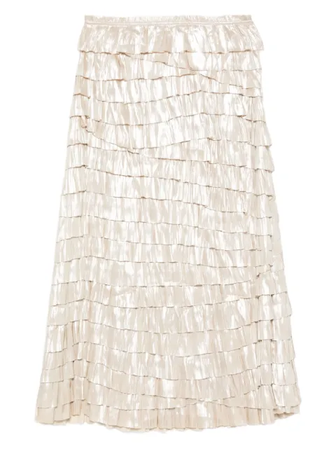 Ulla Johnson ruffled metallic-effect midi skirt