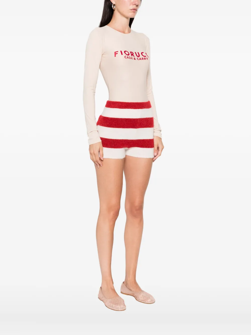 Fiorucci Logo-print Long-sleeve Bodysuit In Neutral