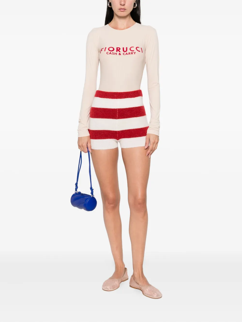 Fiorucci Logo-print Long-sleeve Bodysuit In Neutral