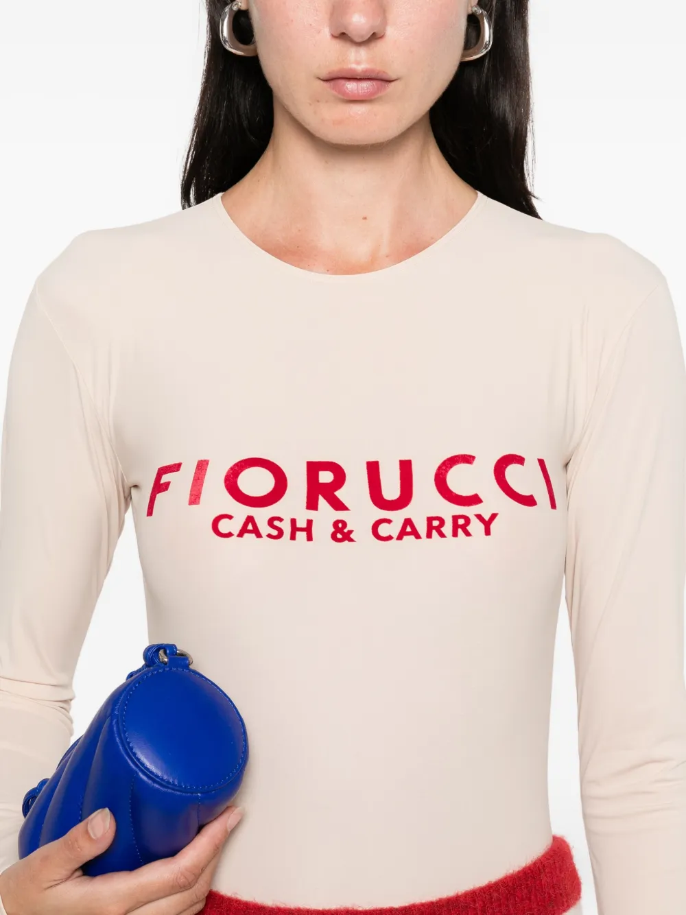 Fiorucci Logo-print Long-sleeve Bodysuit In Neutral