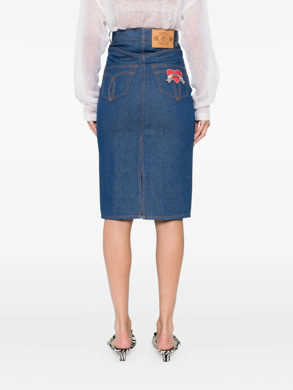 Fiorucci Denim Pencil Skirt In Blue