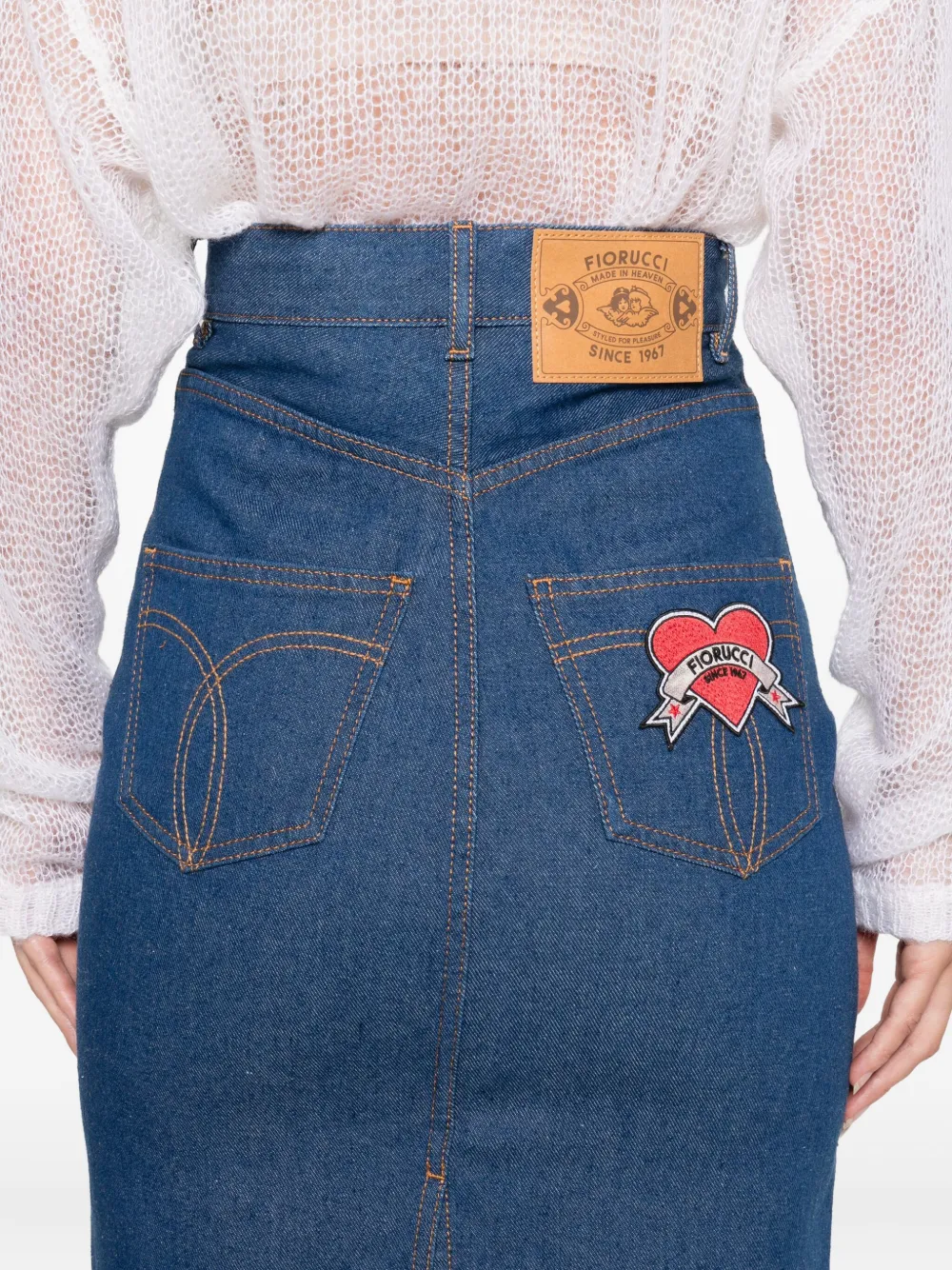 Fiorucci Denim Pencil Skirt In Blue