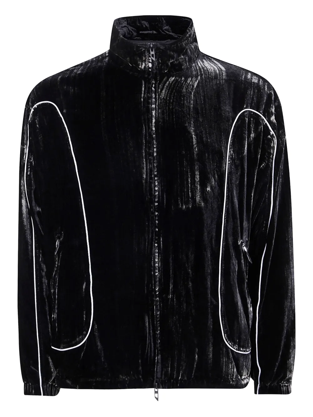 Diesel velvet contrast-piping track jacket Zwart