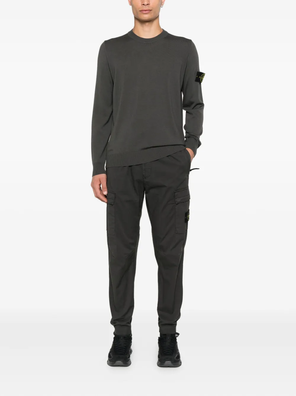 Stone Island Trui met ronde hals en Compass-logopatch Grijs