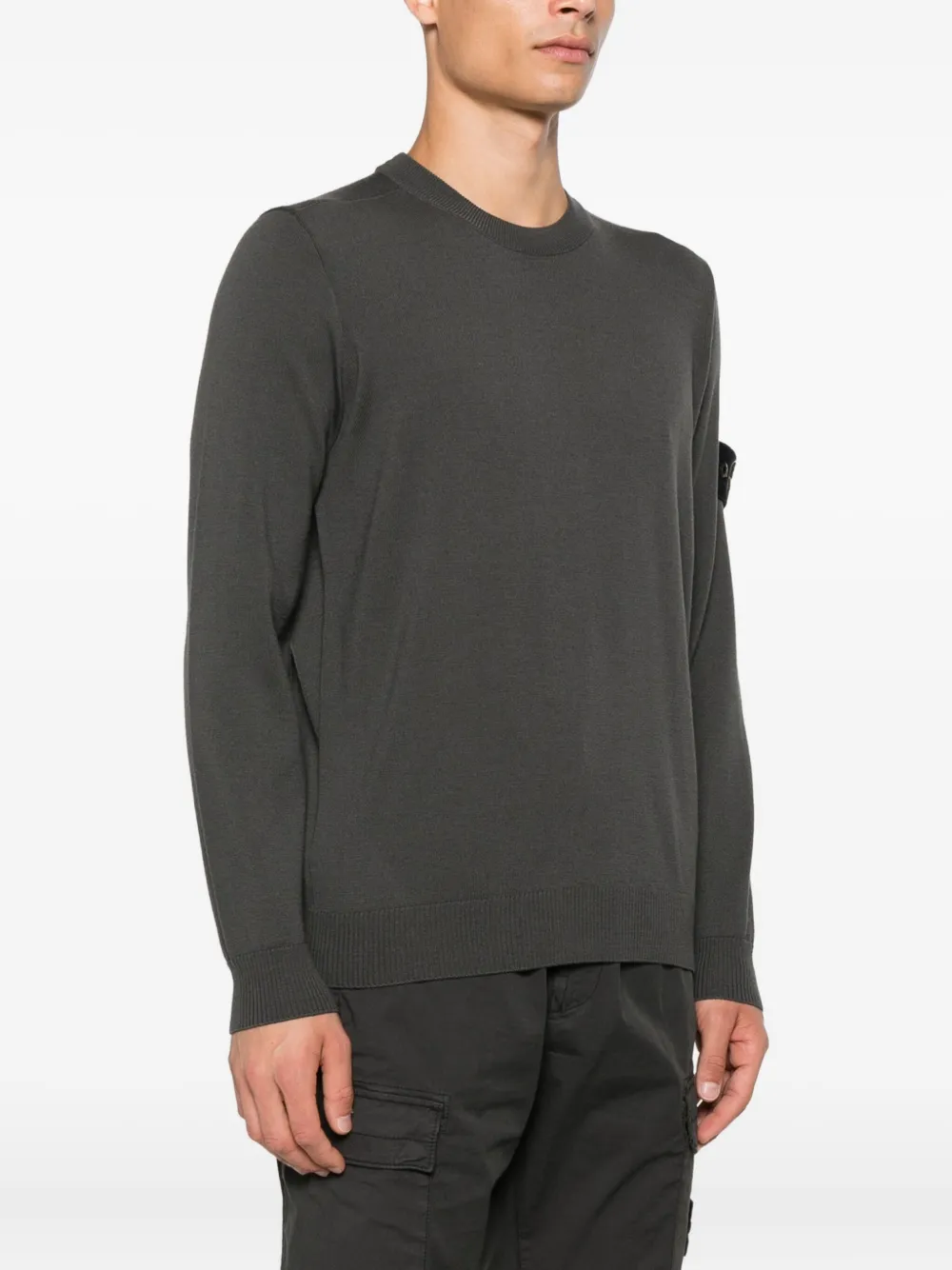 Stone Island Trui met ronde hals en Compass-logopatch Grijs