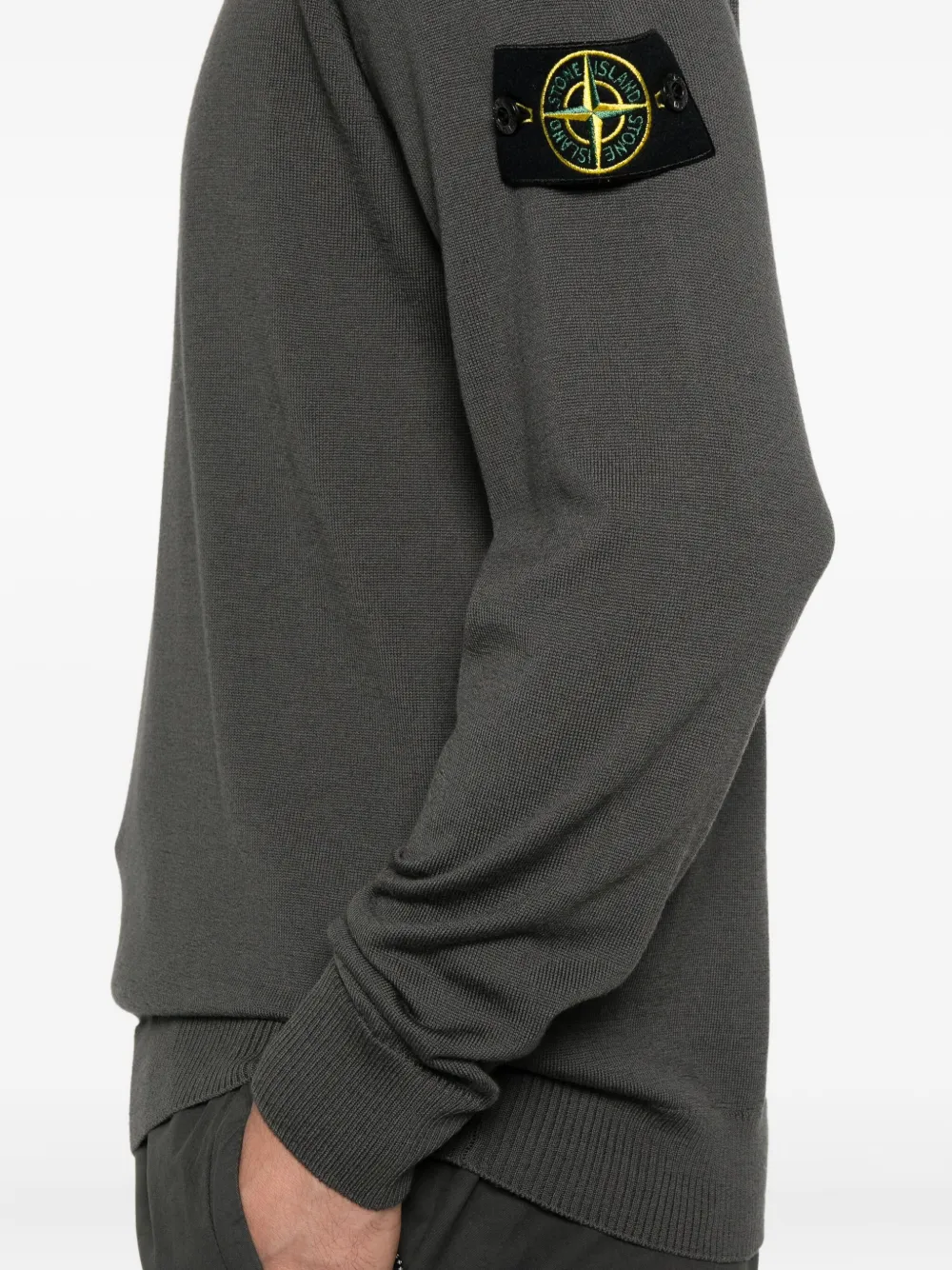 Stone Island Trui met ronde hals en Compass-logopatch Grijs
