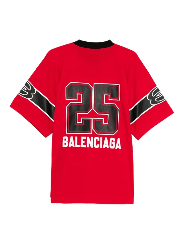 BALENCIAGA ロゴTシャツ レッド Balenciaga - Logo-Print Cotton-Jersey T-Shirt - Red Balenciaga