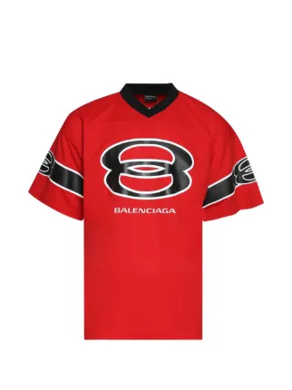 Balenciaga American Football Vネック Tシャツ | レッド | FARFETCH JP