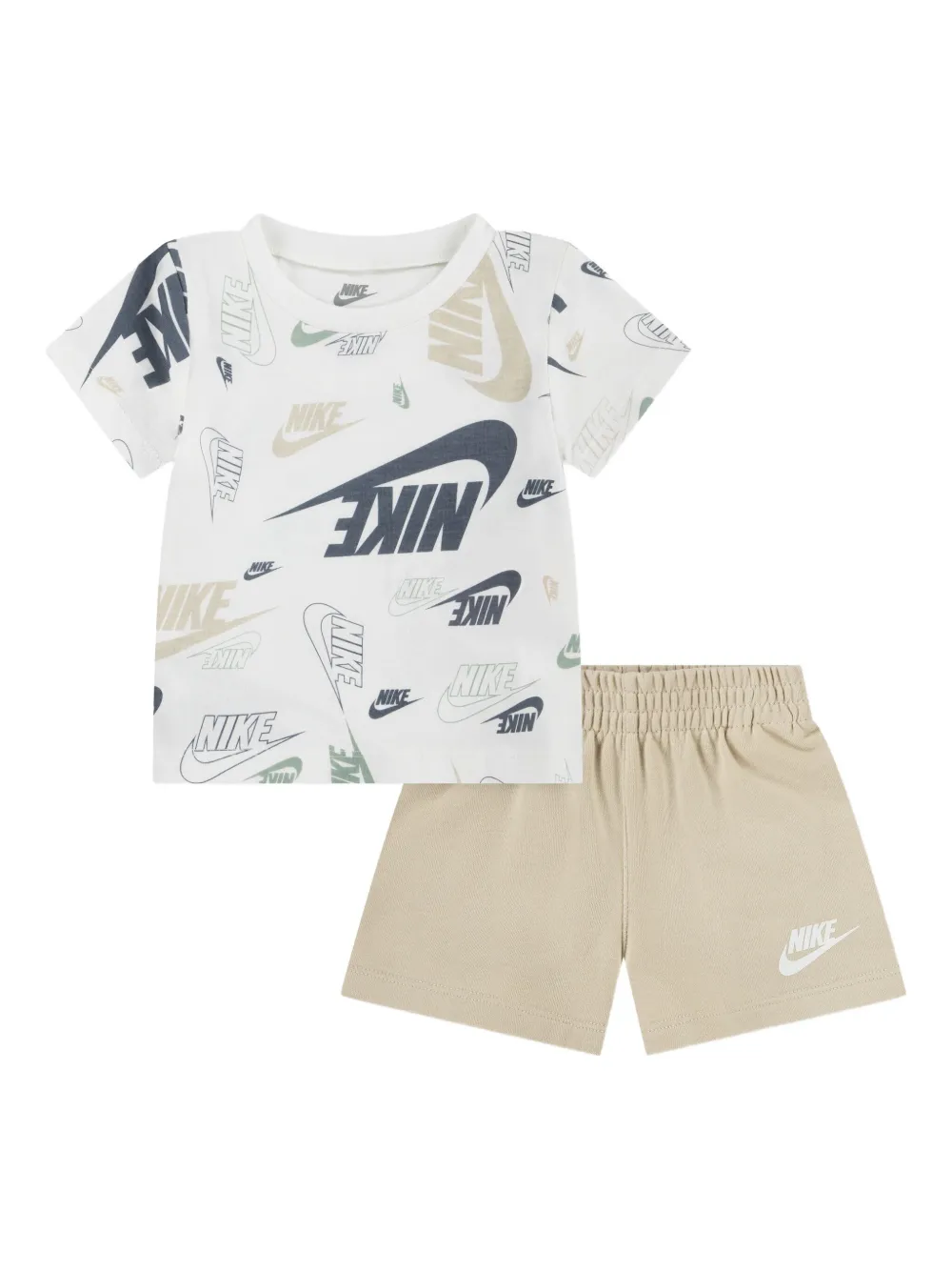 Nike Kids Twee paar shorts met logoprint Beige