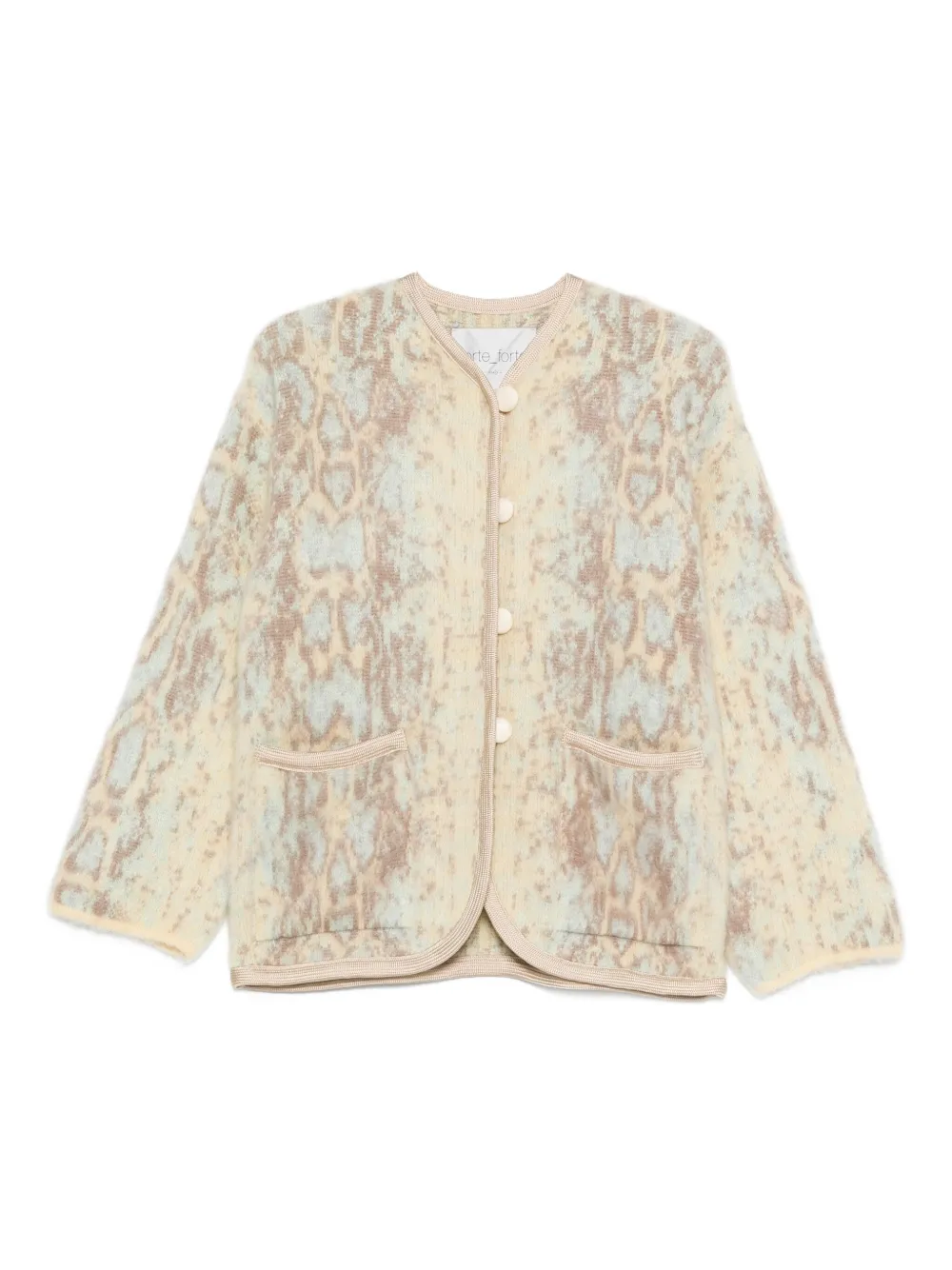 Forte snakeskin-patterned cardigan Geel