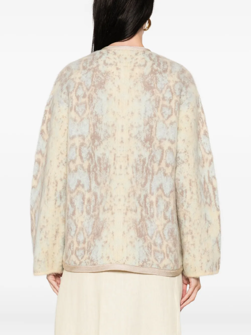 Forte snakeskin-patterned cardigan Geel