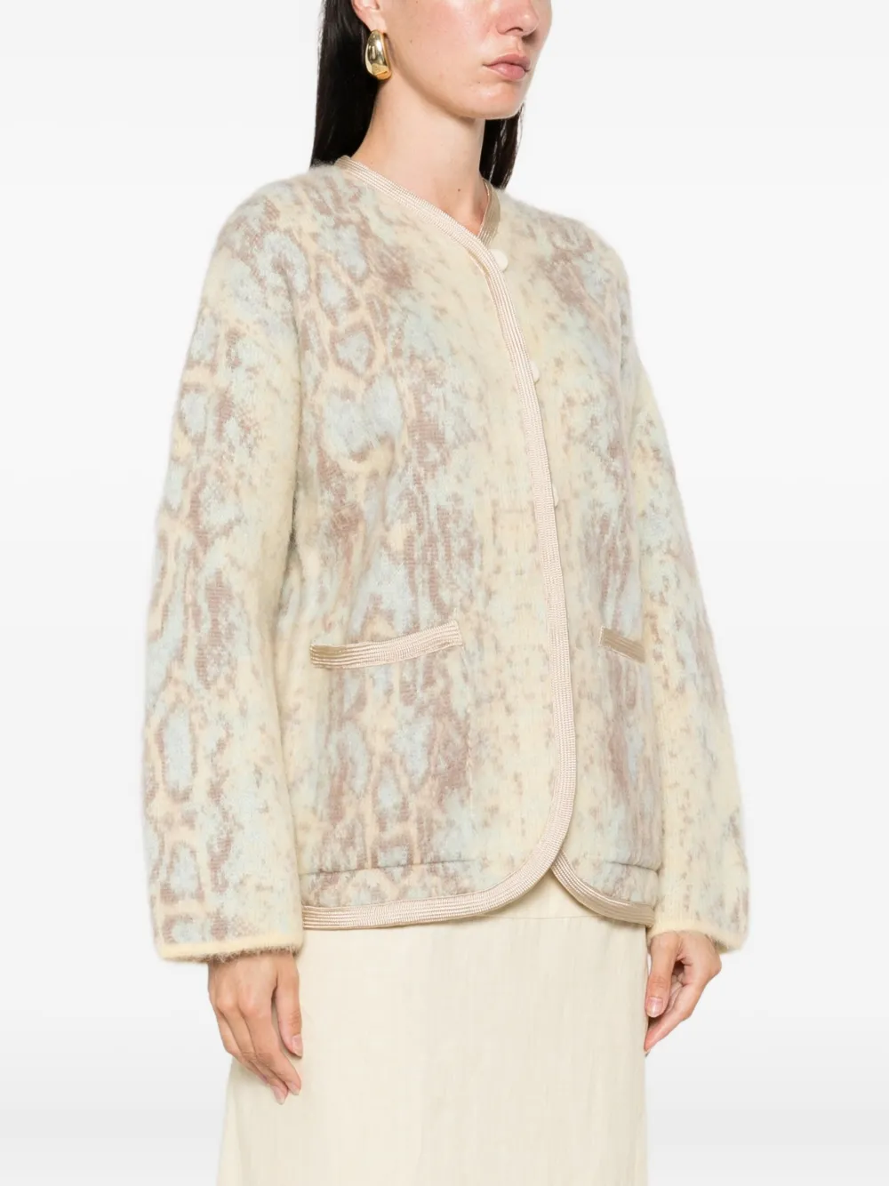 Forte snakeskin-patterned cardigan Geel