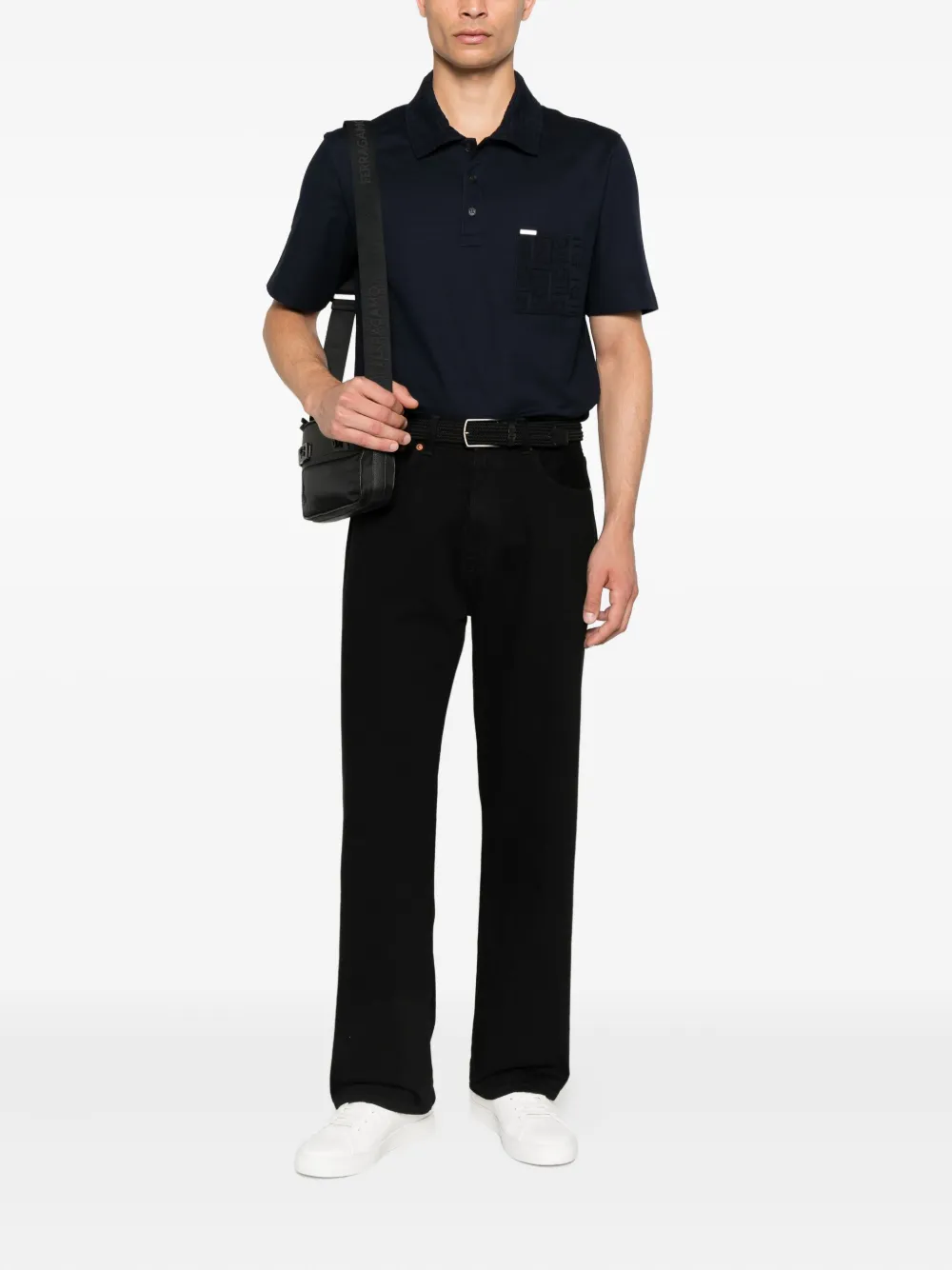 Ferragamo Poloshirt met logoplakkaat - Blauw