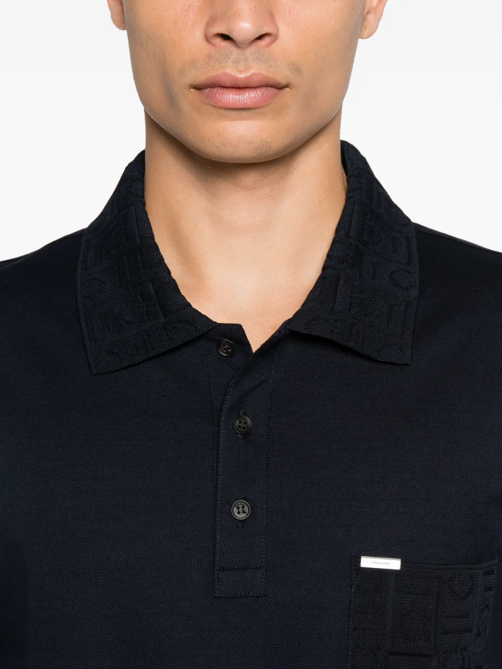Ferragamo Poloshirt met logoplakkaat Blauw