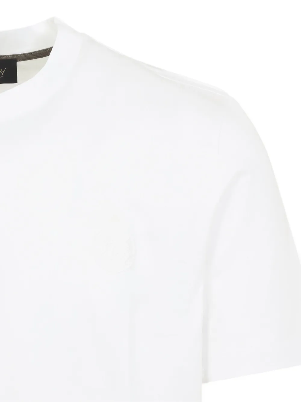 Brioni logo-embroidered crew-neck T-shirt Wit