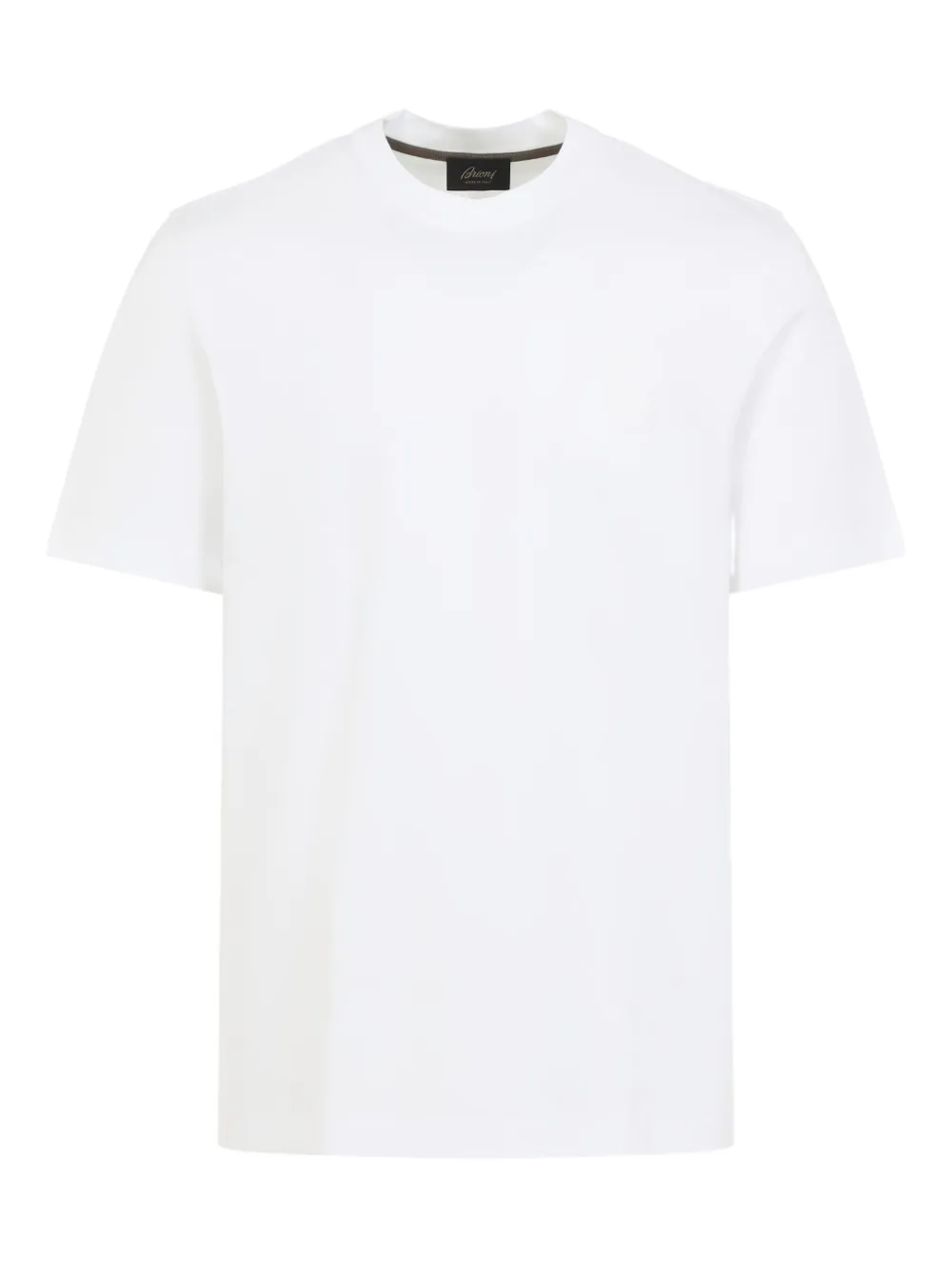 Brioni logo-embroidered crew-neck T-shirt Wit